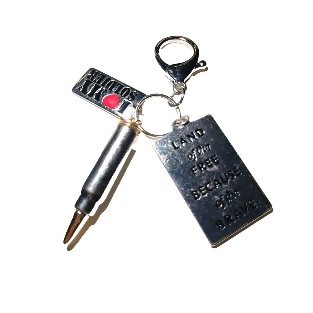 I Love My Soldier Keychain Land Of The Home Because Of The Brave Bullet Purse...